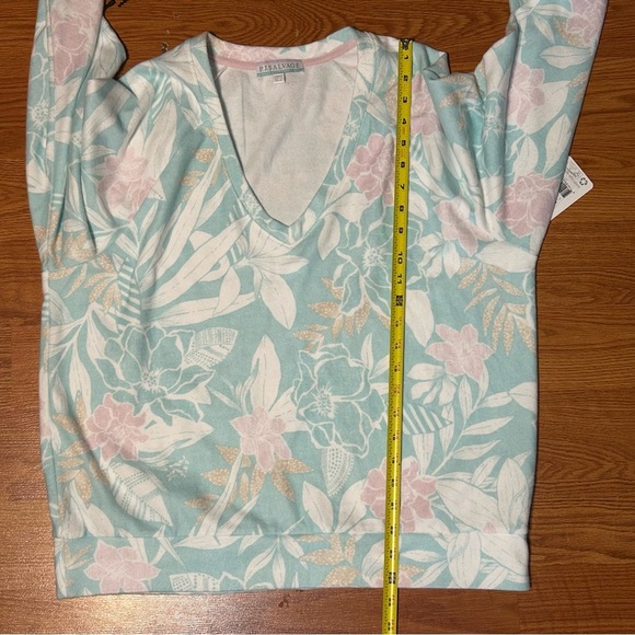NWT PJ Salvage Pajama Top Size L Fleece V-Neck Long Sleeve Floral Peachy Cozy - Picture 9 of 9